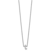 Sterling Silver 925 Diamond T Initial Necklace with Polished Finish, 18-Inch